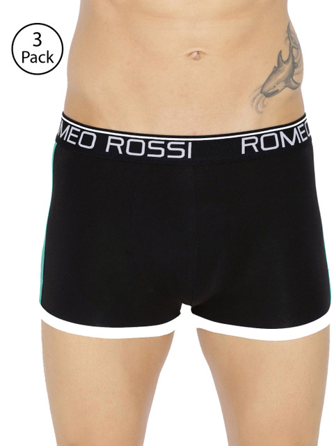 

ROMEO ROSSI Men Pack of 3 Black Solid Trunks CLTSP-2005-BLK-3