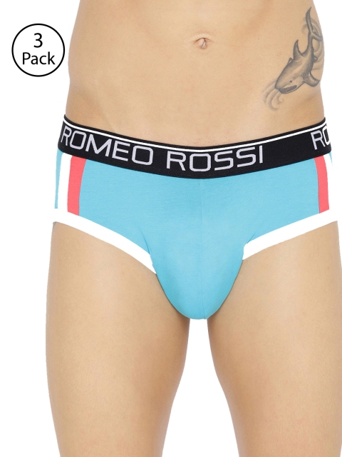 

ROMEO ROSSI Men Pack of 3 Blue Solid Low-Rise Basic Briefs CLBSP-2001-FR-3