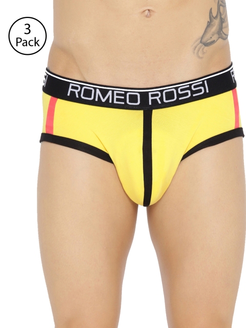 

ROMEO ROSSI Men Pack of 3 Yellow Colourblocked Low-Rise Briefs CLBCP-2002-YL-3