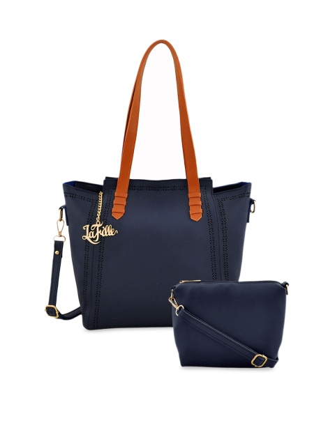 

LaFille Women Navy Blue Solid Handbag