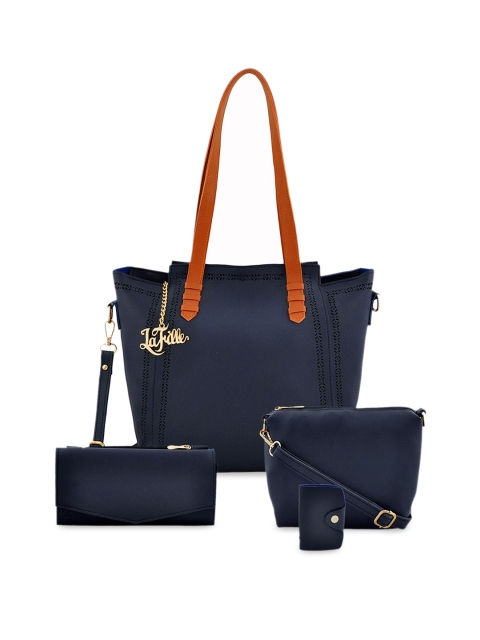 

LaFille Women Pack of 4 Navy Blue Solid Handbags