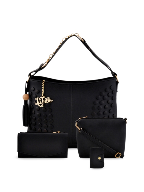 

LaFille Women Pack of 4 Black Solid Handbags
