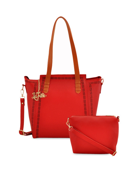 

LaFille womens Maroon Pack of 2 Solid Handbags
