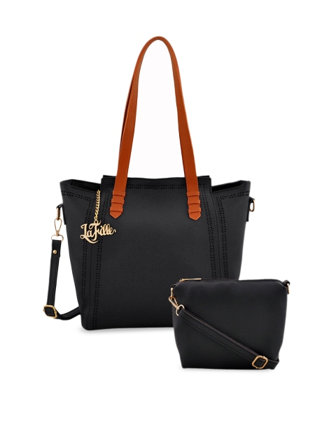 

LaFille Women Pack of 2 Black Solid Handbags
