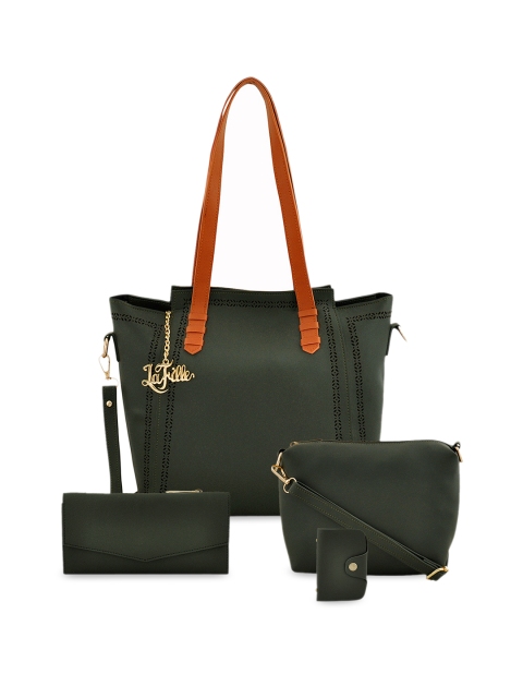

LaFille Women Pack of 4 Green Solid Handbags