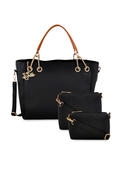

LaFille Women Pack of 3 Black Solid Handbags