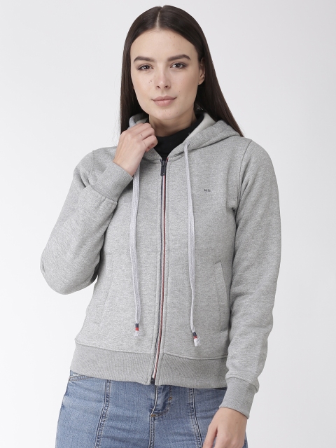 

Okane Women Grey Melange Effect Hooded Sweatshirt