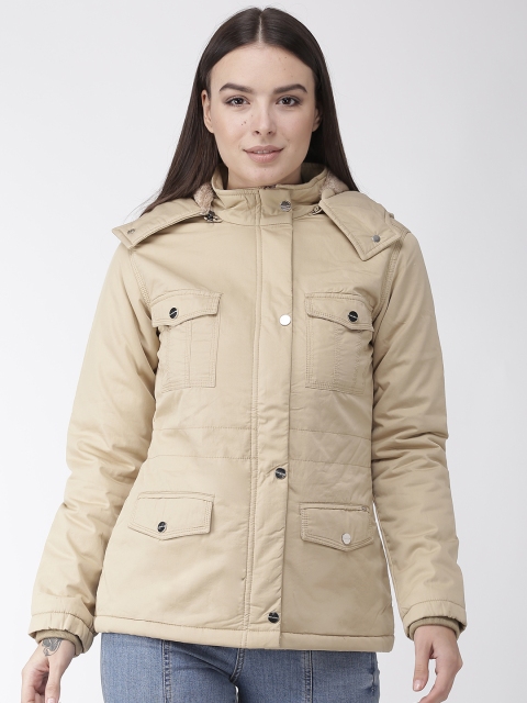 

Okane Women Beige Solid Hooded Tailored Jacket