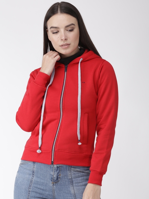 

Okane Women Red Solid Hooded Sweatshirt