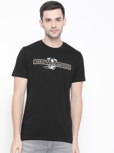 

Harley-Davidson Men Black Solid Round Neck T-shirt