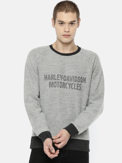 

Harley-Davidson Men Grey Melange Self Design Sweatshirt