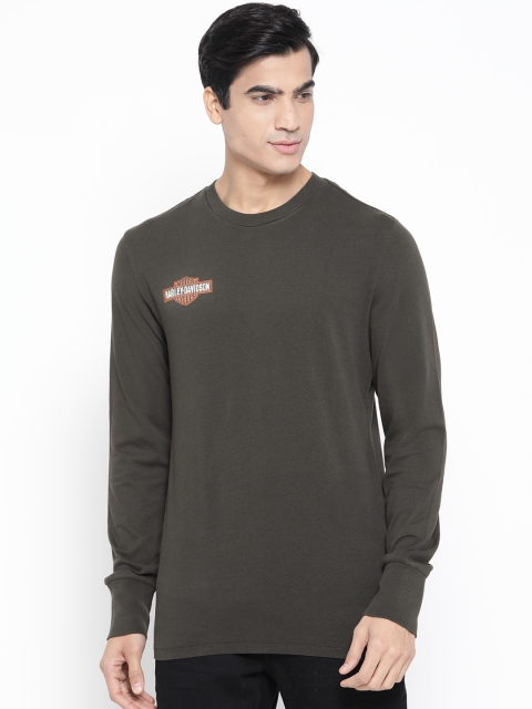

Harley-Davidson Men Charcoal Grey Printed Back Round Neck T-shirt