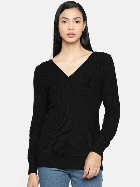 

Harley-Davidson Women Black Solid Wrap Sweater