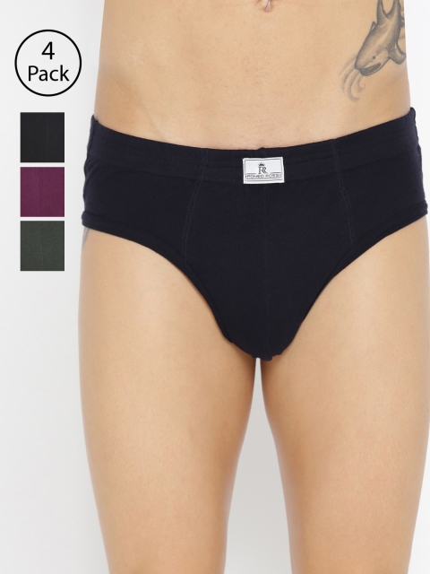 

ROMEO ROSSI Men Pack of 4 Solid Low-Rise Basic Briefs RBIE-1003-4, Multi