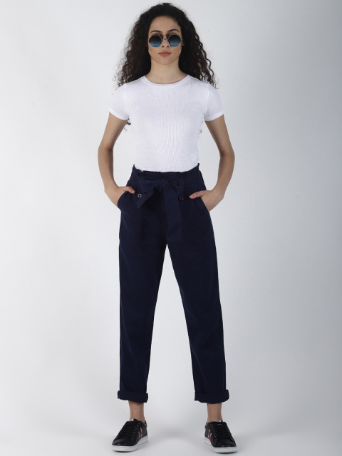 

Blue Saint Women Blue Regular Fit Solid Peg Trousers