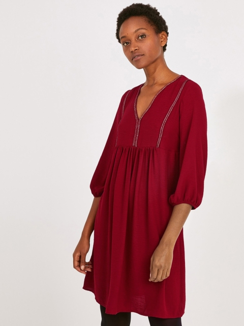 

promod Women Red Solid A-Line Dress