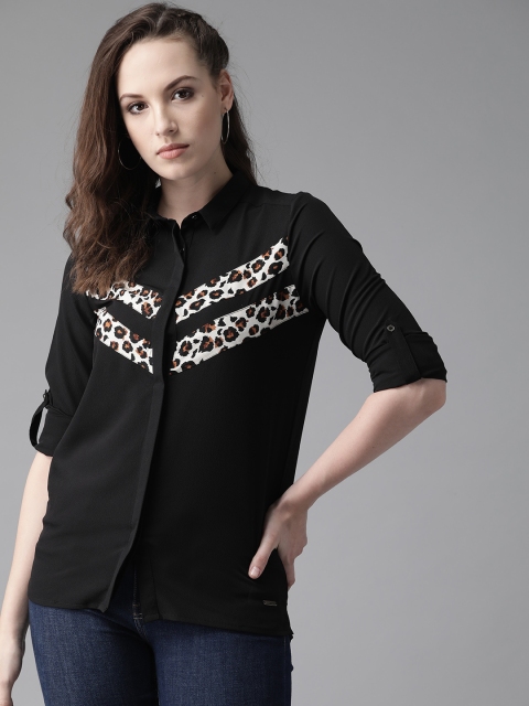 

Roadster Women Black Regular Fit Solid Casual Shirt