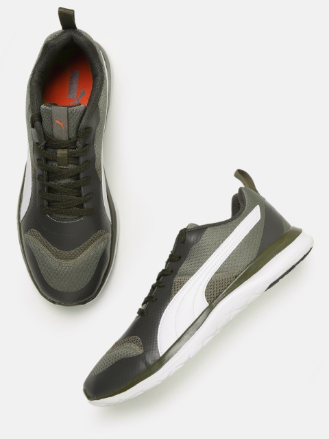 

Puma Men Olive Green White Flex Free XT Running Shoes