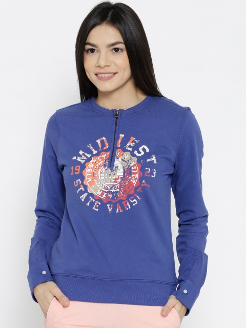 

American Swan Blue Printed Sweatshirt