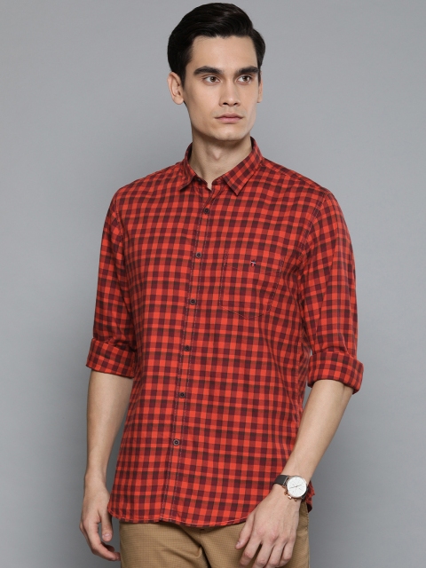 

Louis Philippe Sport Men Red & Orange Slim Fit Checked Casual Shirt