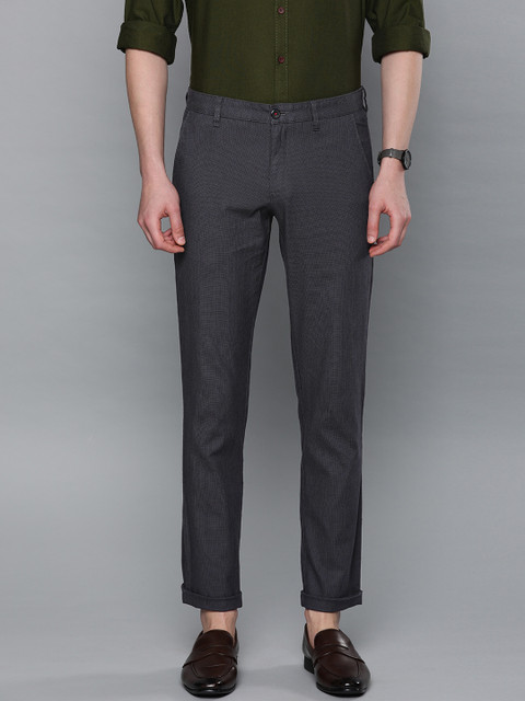 

Louis Philippe Sport Men Charcoal Grey & Black Slim Fit Self Design Regular Trousers