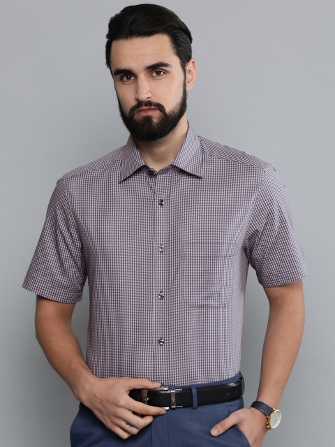 

Louis Philippe Men Grey & White Classic Fit Regular Fit Checked Formal Shirt