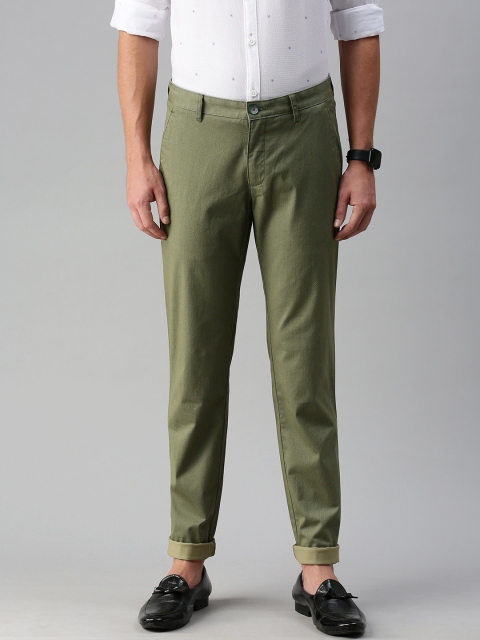 

Louis Philippe Sport Men Olive Green Slim Fit Low-Rise Chinos Trousers