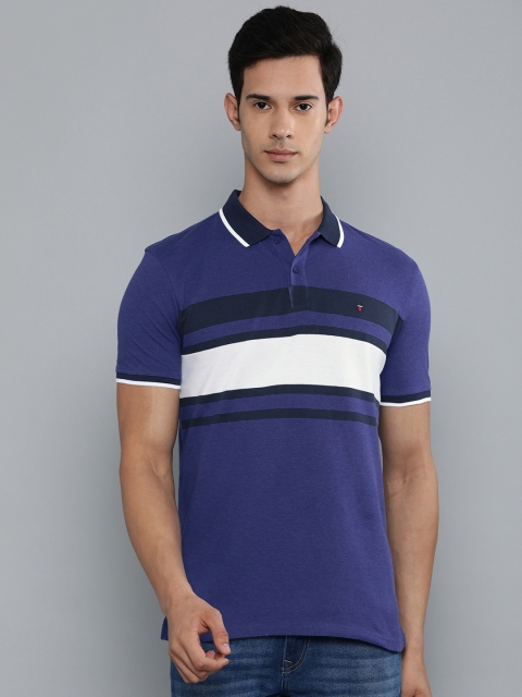 

Louis Philippe Sport Men Blue & White Colourblocked Slim Fit Polo Collar T-shirt