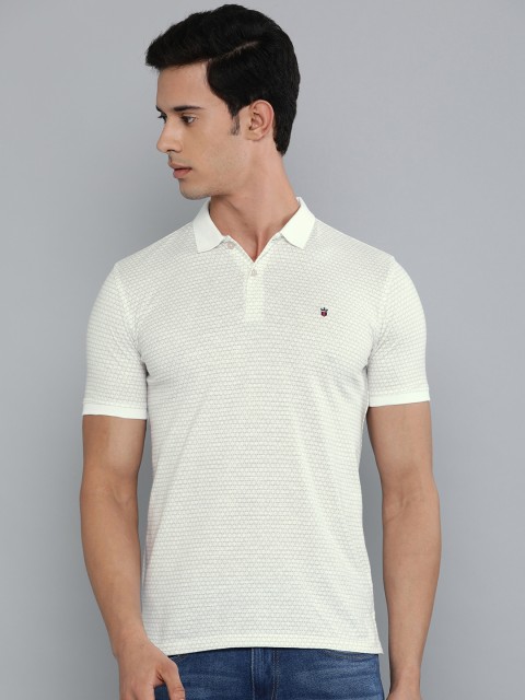 

Louis Philippe Sport Men Off-White & Grey Printed Slim Fit Polo Collar T-shirt