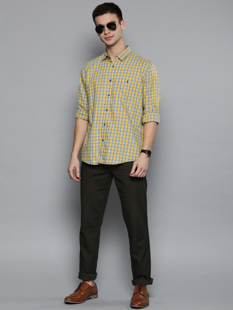 

Louis Philippe Sport Men Yellow & Black Checked Slim Fit Casual Shirt
