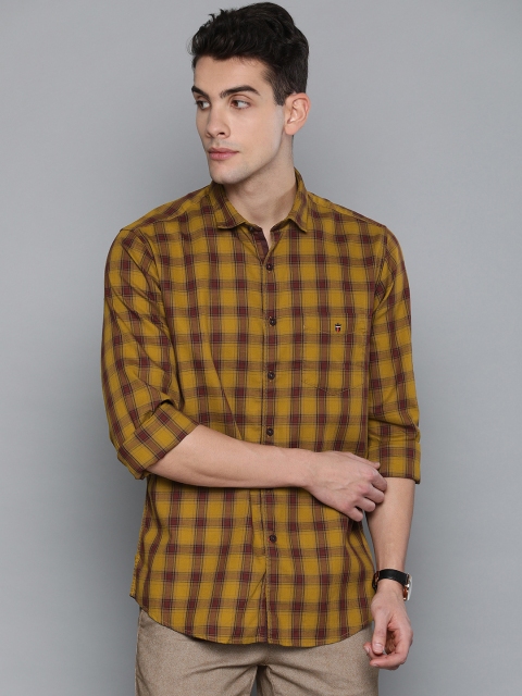 

Louis Philippe Sport Men Mustard Yellow & Red Slim Fit Checked Casual Shirt