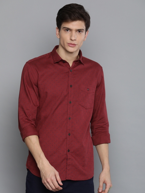 

Louis Philippe Sport Men Maroon Super Slim Fit Printed Casual Shirt