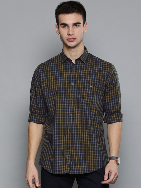 

Louis Philippe Sport Men Navy Blue & Mustard Yellow Slim Fit Checked Casual Shirt