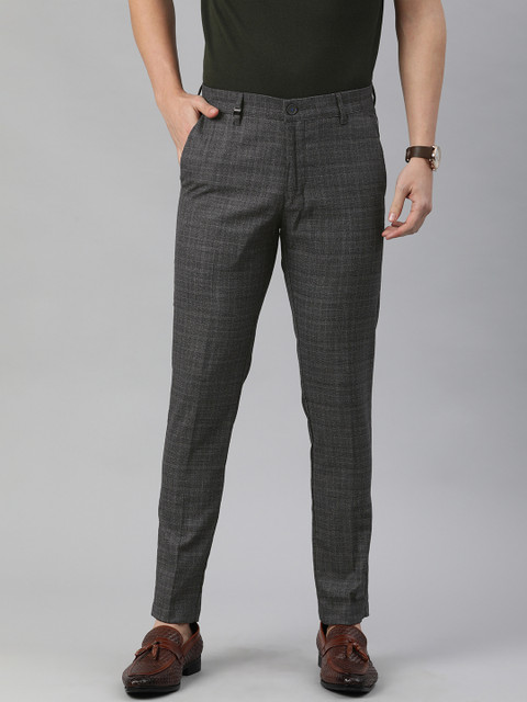 

Louis Philippe Sport Men Grey Checked Comfy Tapered Fit Formal Trousers