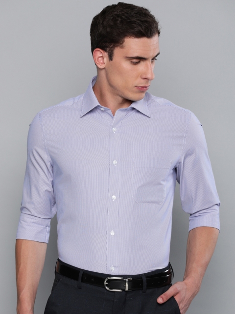 

Louis Philippe Men Blue & White Slim Fit Striped Formal Shirt