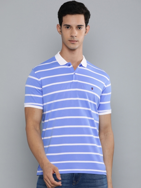 

Louis Philippe Sport Men Blue & White Striped Slim Fit Polo Collar T-shirt