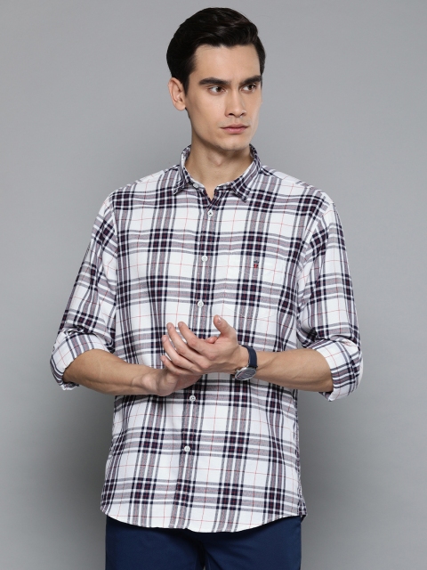 

Louis Philippe Sport Men White & Navy Blue Slim Fit Checked Casual Shirt