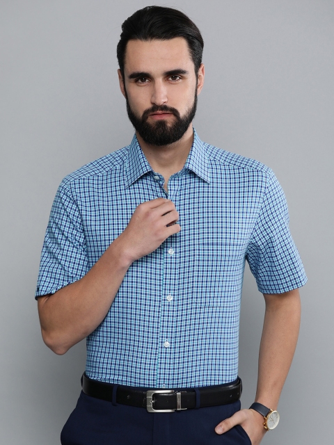 

Louis Philippe Men Blue Classic Regular Fit Checked Formal Shirt