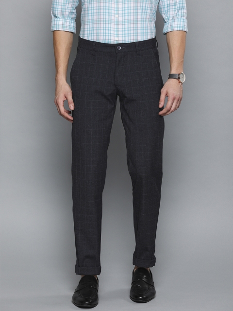

Louis Philippe Sport Men Navy Blue Slim Fit Checked Regular Smart Casual Trousers