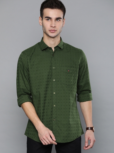 

Louis Philippe Sport Men Olive Green Slim Fit Self Design Casual Shirt