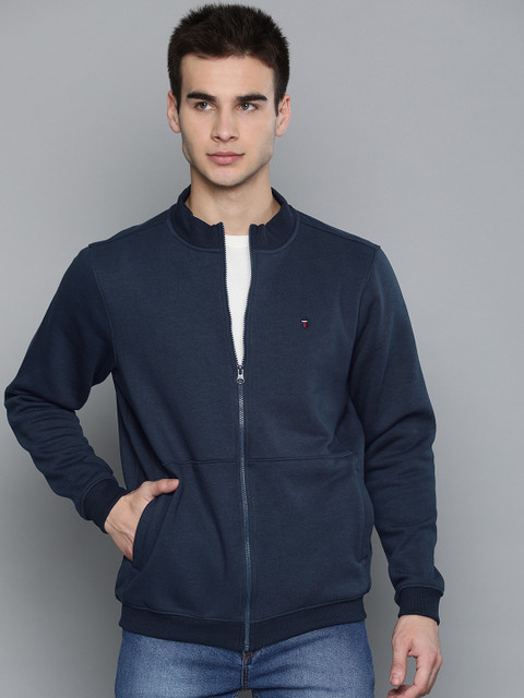 

Louis Philippe Sport Men Navy Blue Solid Front-Open Sweatshirt