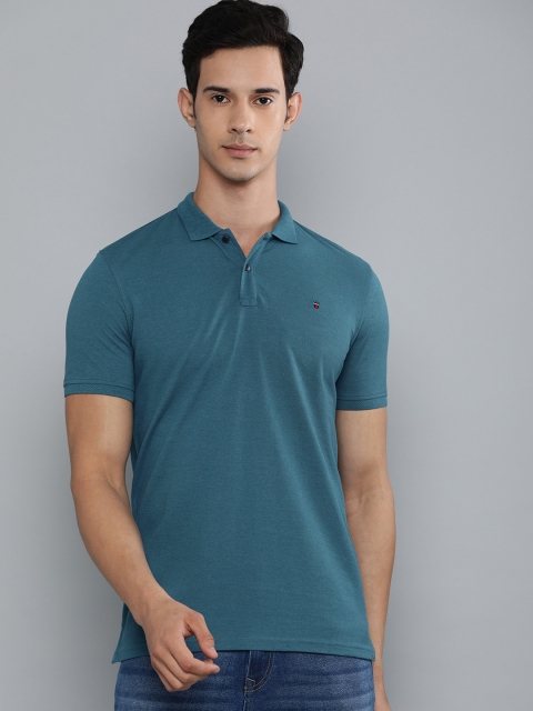 

Louis Philippe Sport Men Teal Blue Solid Slim Fit Polo Collar T-shirt