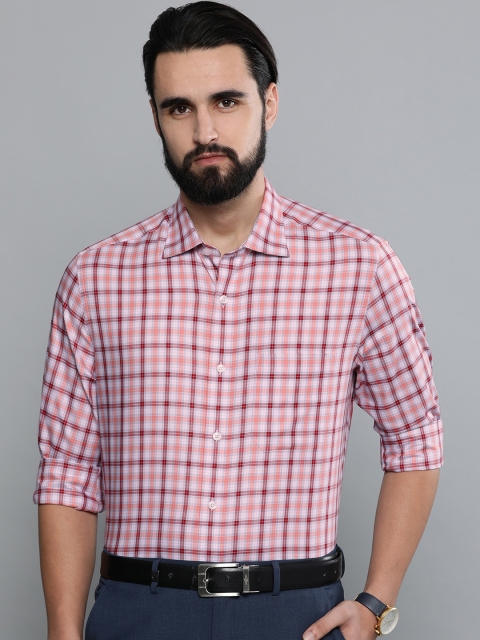 

Louis Philippe Men Pink & Red Classic Fit Checked Formal Shirt