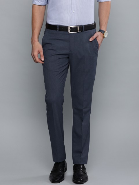 

Louis Philippe Men Navy Blue Super Slim Fit Solid Formal Trousers