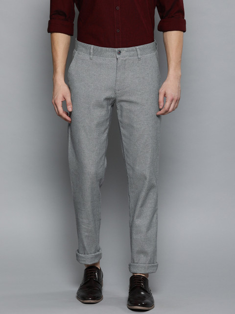 

Louis Philippe Sport Men Grey & White Slim Fit Self-Design Trousers