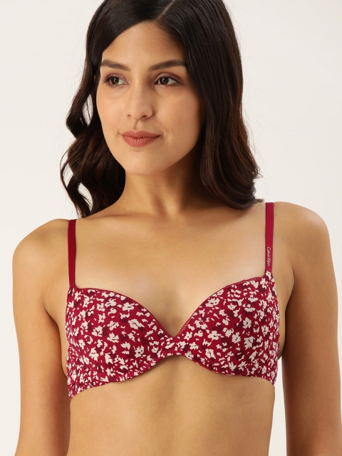 

Calvin Klein Underwear Red & White Printed Underwired Heavily Padded Push-Up Bra