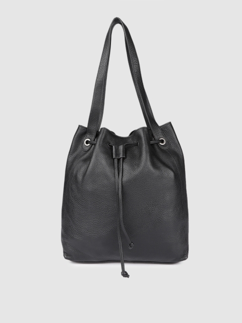 

Calvin Klein Jeans Black Solid Leather Tote Bag with Pouch