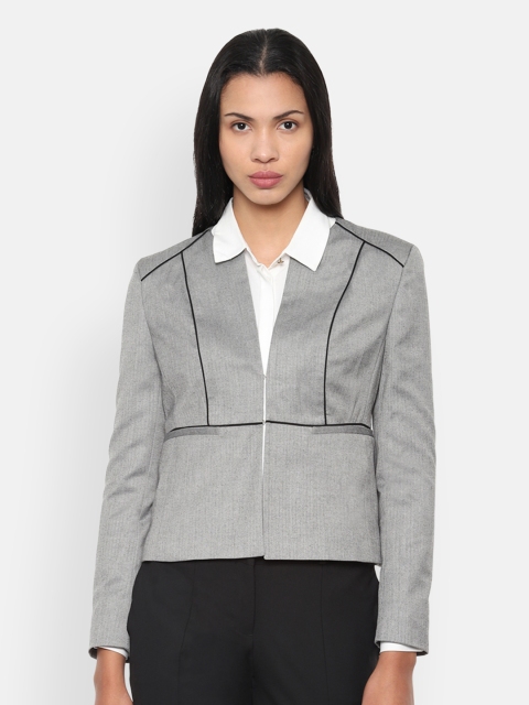 

Van Heusen Woman Women Grey Solid Tailored Jacket