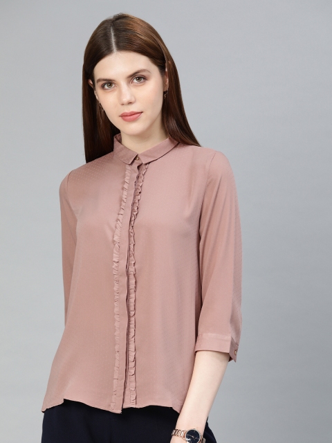 

Van Heusen Woman Pink Regular Fit Self Design Casual Shirt