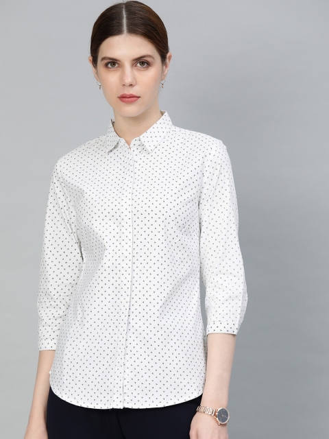 

Van Heusen Woman White & Black Regular Fit Printed Formal Shirt